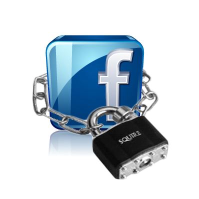 Facebook logo with locked chain around it