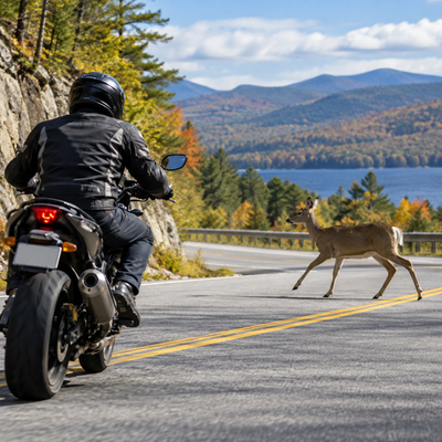 Editorial photograph illustrating Can You File a Claim After a No-Contact Motorcycle Accident in New Hampshire?.